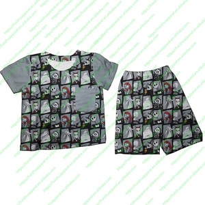 Ensemble pyjama confortable pour filles, en polyester et élasthanne, sans manches, imprimé citrouille, style européen-américain, grandes tailles - Product Image 2