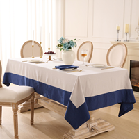 Nappe à bordure bicolore faite à la main, décoration de table moderne et élégante, mélange de lin et de coton, taille personnalisée, écologique, durable