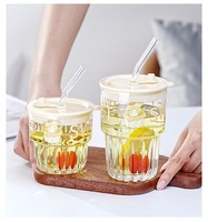 Simple Cartoon & Cinnamoroll Design Verre Transparent Tasse 300ml Petit Déjeuner Lait Couvercle Anti-Fuite Creative Verre Drinkware