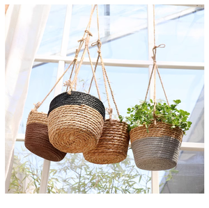 Pot en rotin pour <span class=keywords><strong>plante</strong></span> d'intérieur suspendu jardinière de fleurs panier suspendu tissé en <span class=keywords><strong>corde</strong></span> de jute - Product Image 5