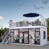 Maison modulaire préfabriquée en conteneur facile à assembler Maison préfabriquée en verre détachable Maison mobile Sandwich Hôtels Chambres à coucher