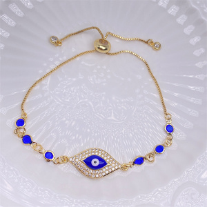 Pulsera Ajustable <span class=keywords><strong>de</strong></span> <span class=keywords><strong>Ojo</strong></span> Turco Azul <span class=keywords><strong>de</strong></span> Moda con Amuleto Nazar, Joyería Deslizante <span class=keywords><strong>de</strong></span> la Suerte <span class=keywords><strong>para</strong></span> Ella, Regalo <span class=keywords><strong>de</strong></span> Aniversario - Product Image 1