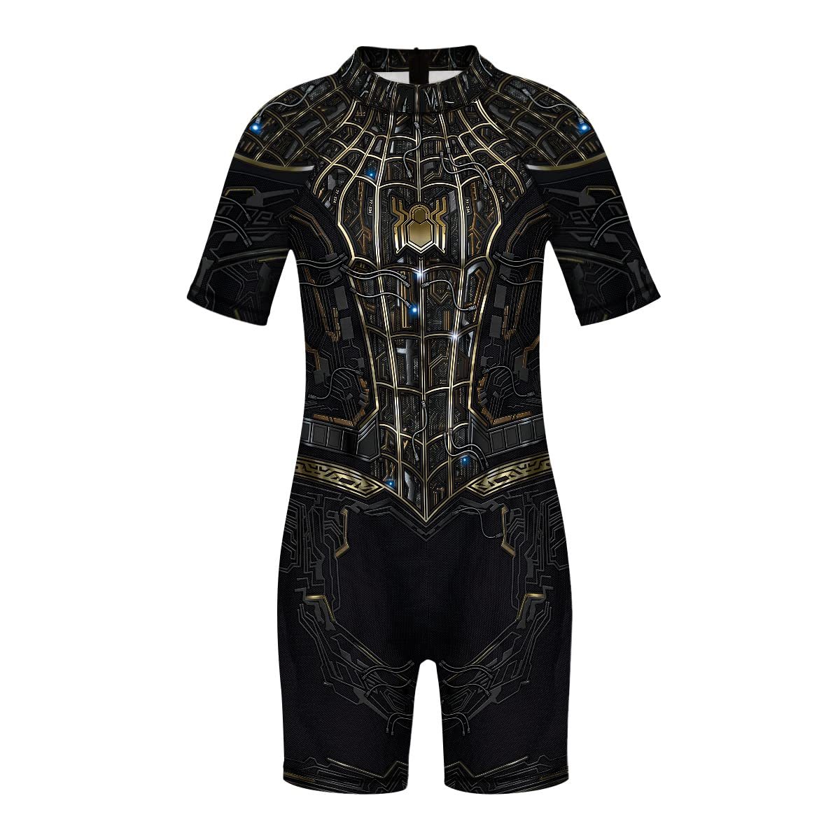Boys Girls 3D Print One Piece Swimsuit with Zipper Short Sleeve Rashguard Shirts Kids Cartoon Costume Swimwear