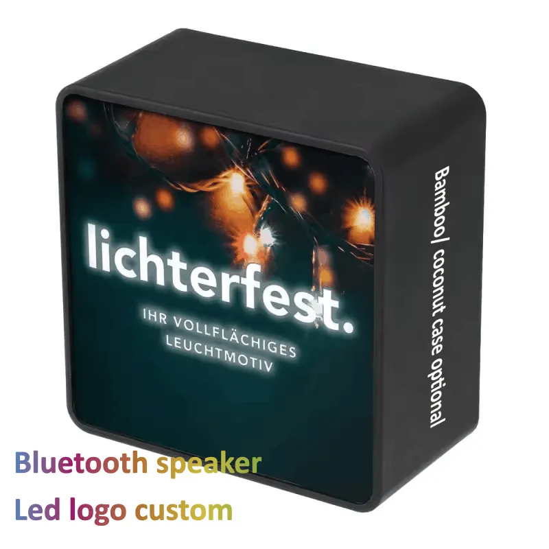 Рекламный подарок мини-динамик OEM полноцветный светодиодный логотип портативная музыкальная шкатулка аудиоплеер Bluetooths беспроводной динамик