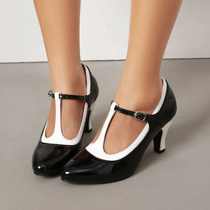 Chaussures pour femmes Xuanhui, best-seller, à bout rond fantaisie, en cuir verni, avec bride en T, confortables, style coréen, talons fins de <span class=keywords><strong>8</strong></span> <span class=keywords><strong>cm</strong></span> - Product Image 4