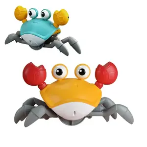 Lc新颖感应电动螃蟹自动避障轻音乐充电螃蟹跑步儿童玩具