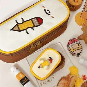 Estuche bordado con punta de lápiz, caja de papelería tridimensional Retro, estuche de lápices de estudiante de gran capacidad con dibujos animados - Product Image 6