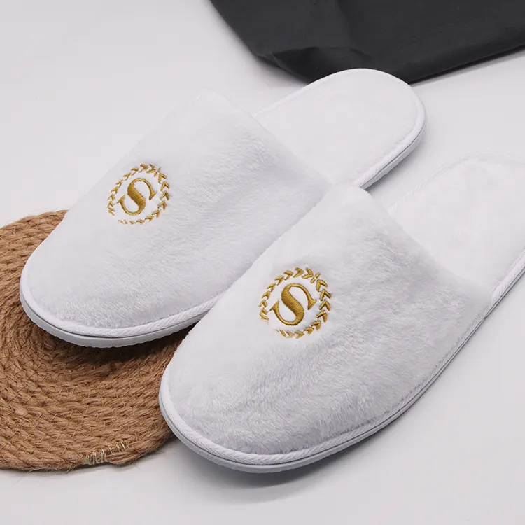 Sheraton Thicken Soft Custom Logo Disposable Slippers Coral Velour Slippers Luxury Hotel Slippers