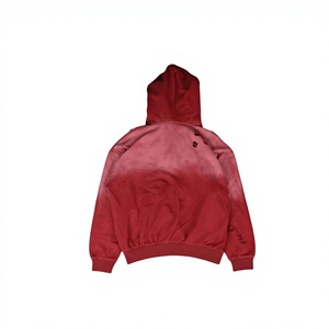 Sudadera con capucha de streetwear personalizada de peso pesado con pedrería, parche de costura inversa, bordado desgastado, lavado vintage y cremallera - Product Image 2