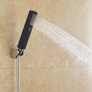 black hand shower head bath accessories three functions water saving high pressure