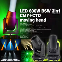Lumière mobile à faisceau LED 600W, faisceau, spot, wash, BSW 3 en 1, CMY CTO CMY, tête mobile, contrôle DMX512, tête mobile à faisceau, éclairage de scène pour DJ