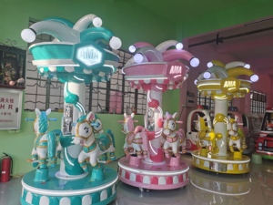 Christmas <strong>Carousel</strong> 3-Horse Mini Merry-Go-Round <strong>Amusement</strong> Rides Coin Operated for Indoor and Outdoor Shopping Mall Use - Product Image 2