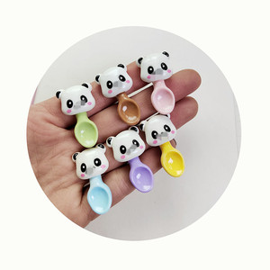 Kawaii มินิแพนด้าช้อนของเล่นเรซิ่นแบนกลับ DIY Hairpin ต่างหูหัตถกรรมสมุดภาพกุทัณฑ์ตกแต่ง Art - Product Image 5