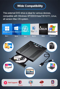 Grabadora de CD Portátil y Multifuncional 7 en 1 Personalizable, Unidad Óptica Externa USB, Reproductor de DVD, Lector de Tarjetas - Product Image 5