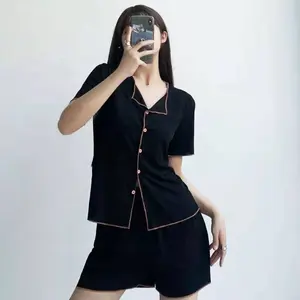 夏季女性Pjs服装库存加女性大码服装家居2pcs睡衣女士丝绸两件套休闲装套装睡衣