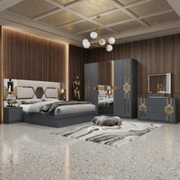 Ensemble de lit king size turc, ensembles de chambre à coucher de luxe complets, chambre double pour adultes, cadre en bois, ensemble de meubles de chambre à coucher modernes