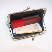 Dompet Koin Anti Air Motif Daun PU Grosir Pabrik, Dompet Mini 4 Inch, Dompet Gesper Vintage untuk Wanita, Tempat Kartu, Tempat Lipstik, Tempat Uang