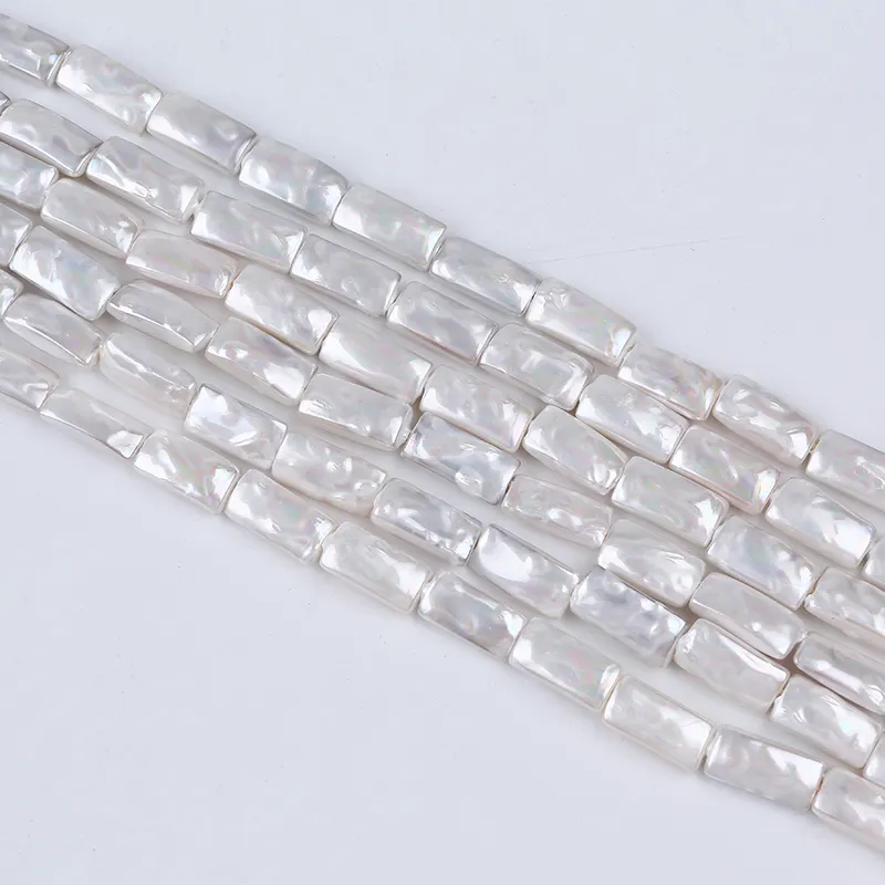 Zhuji 10 × 15 mm Perlenmutter perlen unregelmäßig rechteckig Perlen naturweiß zu verkaufen