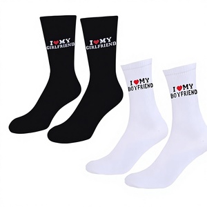 <span class=keywords><strong>Calcetines</strong></span> Divertidos con Letras para Parejas, 'I Love My Girlfriend Boyfriend', 100% Algodón, Antibacterianos, Regalo de San Valentín - Product Image 4