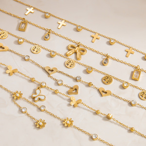 Cheville en acier inoxydable plaqué or 18 carats avec pendentif croix et cœur, style européen, bijou tendance, cadeau - Product Image 4