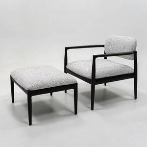 Fauteuil lounge moderne en bois, structure en chêne massif, chaise longue rembourrée en tissu avec design écologique pour salon - Product Image 4