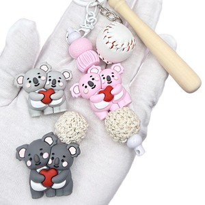 <b>Silicone</b> 3D Koala <b>Beaded</b> Keychain Epoxy Resin Cartoon Pendant Jewelry Accessories Wholesale - Product Image 5