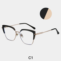 À la mode de couleur mixte femmes oeil de chat pleine jante lunettes cadre plat miroir Anti-lumière bleue lunettes cadres visage forme toute la chine