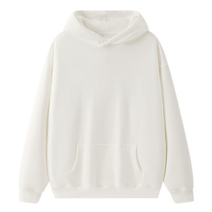 Sudaderas con capucha con estampado de bordado de logotipo personalizado de alta calidad para hombre, Jersey deportivo informal de talla grande de estilo suelto en blanco de lana pesada - Product Image 1