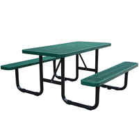 Table de pique-nique en acier pour extérieur, usage commercial, 4/6/8 pieds, pour restaurant, jardin, terrasse, table à manger extérieure en métal avec banc