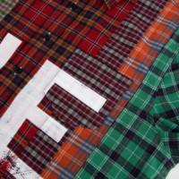 Kunden spezifische OEM mehrfarbige Patchwork-Kette Stickerei Baumwolle gemischte Flanell Langarm Designer-Shirts für Männer