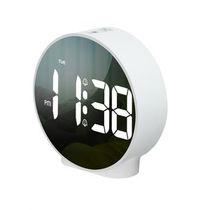 Réveil intelligent mini LED silencieux, circulaire, à brancher, avec affichage de la semaine, pour bureau, salon, petite horloge de table LED pour étudiants - Product Image 1