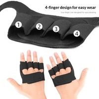 Guantes de levantamiento de pesas unisex de piel sintética antideslizantes con protección para los cuatro dedos y medio dedo para entrenamiento con barra en el gimnasio