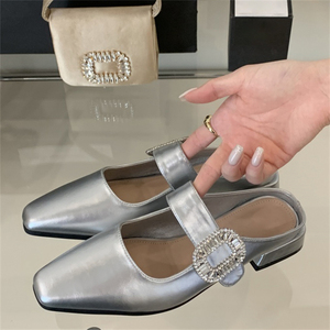 XSD - Mules Personalizados de Tacón Bajo para Mujer, Zapatos Negros Cómodos con Punta Cerrada, Sandalias de Verano para Exteriores - Product Image 2