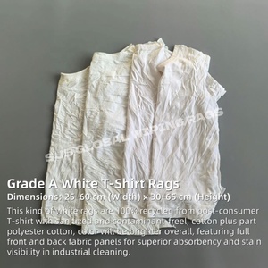 Cotton Waste RagsIndustrial <b>Wiping</b> Rags White T-Shirt Rags 100% Cotton Rags for Recycling Cleaning - Product Image 2