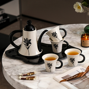 ชุดกาแฟและชาสไตล์ฝรั่งเศสแบบคลาสสิก ชุดถ้วยชาเซรามิกและกาน้ำชา ชุดของขวัญชา - Product Image 4
