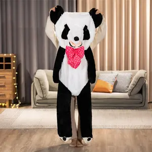 260 सेमी प्यारा धनुष टाई पांडा प्लश खिलौना unsed नरम सफेद काले भालू कवर अर्ध तैयार जानवर