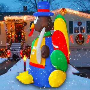 6 piedi illuminano decorazioni per le vacanze tacchino gonfiabile gigante del ringraziamento con luci a LED decorazioni da cortile per feste - Product Image 5