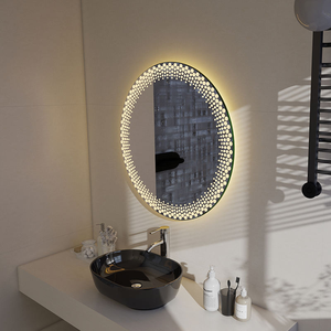 Miroir rond décoratif personnalisé pour hôtel, salle <span class=keywords><strong>de</strong></span> bain, salon, miroir mural moderne avec interrupteur tactile et éclairage LED - Product Image 5