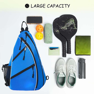 <span class=keywords><strong>Sac</strong></span> à bandoulière pour pickleball bleu, grande capacité, raquettes/balles, dos en maille respirante, Bolso De Hombro, <span class=keywords><strong>sac</strong></span> à bandoulière pour pickleball, <span class=keywords><strong>sac</strong></span> de poitrine pour pickleball - Product Image 4