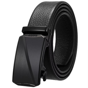 <span class=keywords><strong>Ceinture</strong></span> en cuir automatique pour homme avec boucle à cliquet géométrique à motif filigrané en cuir de vachette - Product Image 3