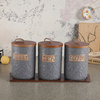 Usine OEM 3 Pièces Décoration intérieure Pots à épices en céramique avec couvercles Boîte de stockage