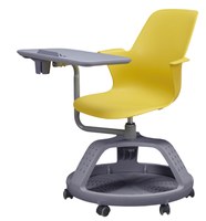 Chaise de classe mobile ergonomique avec tablette d'écriture, chaise de formation pour étudiants sur roulettes avec rangement pour université et école