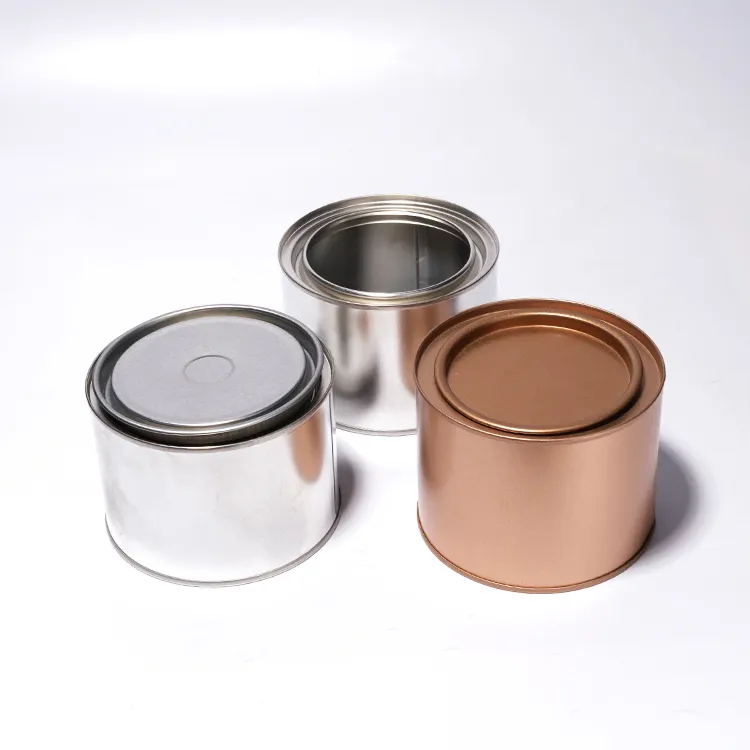 Caja de contenedor de galletas de lata de té de vela redonda de Metal negro dorado