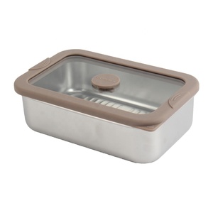 Leak-Proof Nestable Stainless Steel Vacuum Sealed <b>Lunch</b> <b>Boxes</b> with Glass Lid - Product Image 4