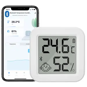 SMATRUL Sensor temperatur dan kelembapan, pengukur temperatur dan kelembapan aplikasi Remote kontrol Tuya Bluetooth Mini