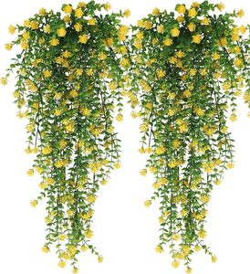 2pcs Simulation Eucalyptus Faux Plante Fleur Suspendue Protection UV Imitation Fleur de Lavande Décoration Intérieure et Extérieure - Product Image 1