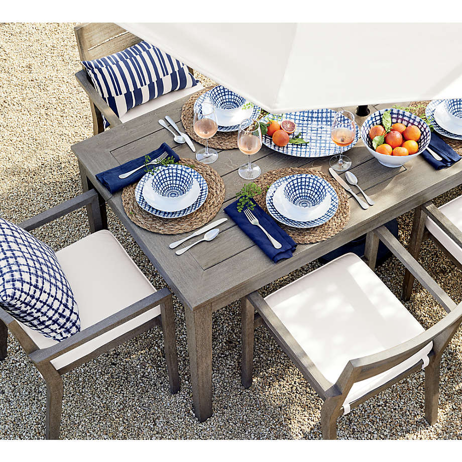 Backyard wood outdoor furniture all-weather teak garden dining table and chairs set for patio
