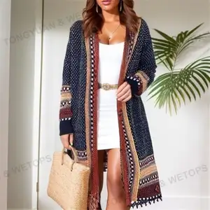 2022 Custom OEM Women sweaters Jacquard classic blazer winter cotton designer custom ribbed knit sweater Dress