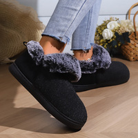 Chaussons unisexe en feutre et fausse daim, couleur bordeaux, chauds pour l'automne et l'hiver, avec col en laine, sans talon, doublure en peluche et semelle EVA, vente en gros