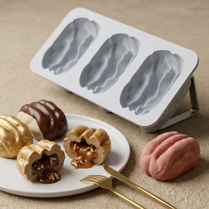 Moule à gâteau en silicone en forme de noix à 3 cavités, LFGB 100% qualité alimentaire, platine antiadhésif, sans BPA, pour mousse au chocolat - Product Image 1